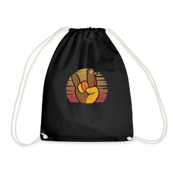 Rock Sign Turkey Hand Cool Thanksgiving Turkey - Drawstring Bag - black - Front