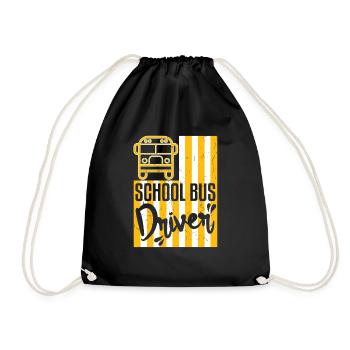 American Flag School Bus Driver Distressed - Drawstring Bag - black - Front