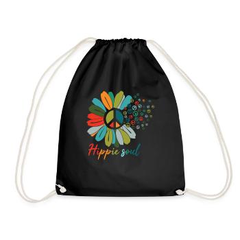 Paix Peacezeichen Flower Power Hippie Fleurs colorées - Sac de sport léger - noir - Devant