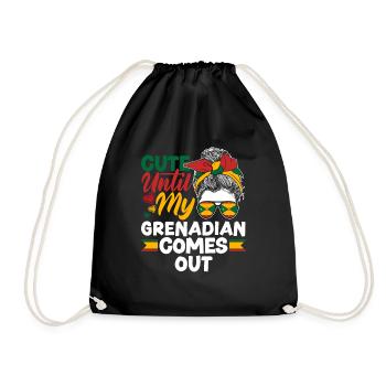 Grenada Grenadian Flag Cute Until My Grenadian - Drawstring Bag - black - Front