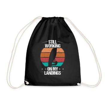 Windsurfer still working on my Windsurfing - Drawstring Bag - black - Front