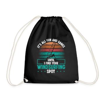 Windsurfing Spot Windsurf Board Windsurfer Sail - Drawstring Bag - black - Front