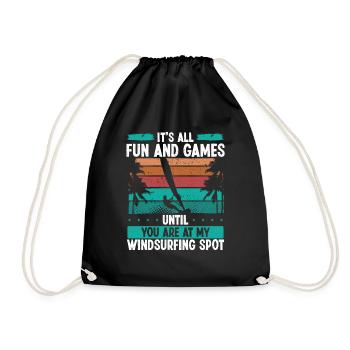 Windsurfer Board Windsurfing Sail Windsurfing Spot - Drawstring Bag - black - Front