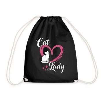 Niedliches Katzen Spruch Outfit Cat Lady Katzen - Turnbeutel - Schwarz - Vorne