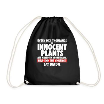 Eat Bacon Meat Eater Funny - Drawstring Bag - black - Front