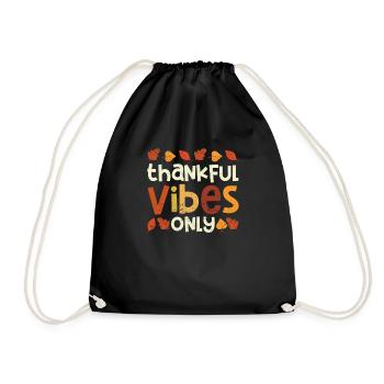 Funny Cute Thanksgiving Dinner Pilgrim Grateful - Drawstring Bag - black - Front