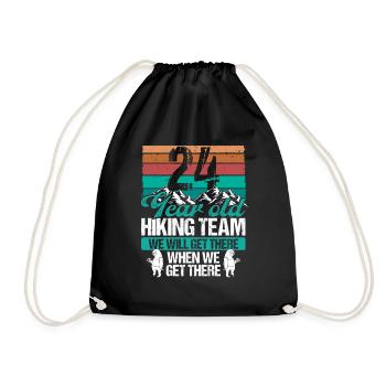 24 Birthday Sloth Hiking Mountains 24 Year Old - Turnbeutel - Schwarz - Vorne