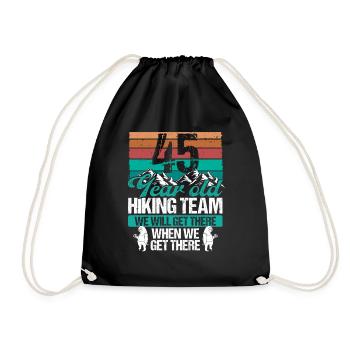 45 Birthday Sloth Hiking Mountains 45 Year Old - Turnbeutel - Schwarz - Vorne