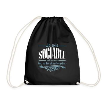 Je suis sociable mais pas avec toi - Sac de sport léger - noir - Devant