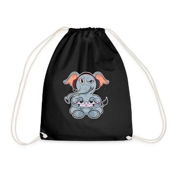 Elephant With Gaming Controller I Funny Gaming I - Turnbeutel - Schwarz - Vorne