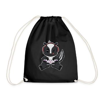 Skunk With Gaming Controller I Funny Gaming I - Turnbeutel - Schwarz - Vorne