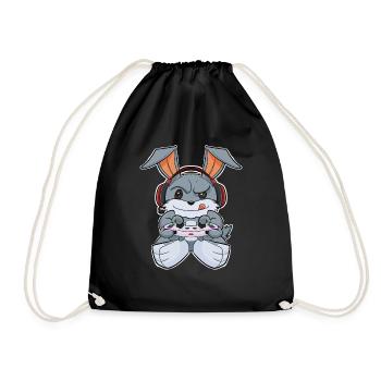 Rabbit With Gaming Controller I Funny Gaming - Turnbeutel - Schwarz - Vorne