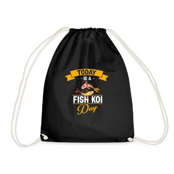 Retro Today Is A Fish Koi Day Awesome T-Shirt - Drawstring Bag - black - Front