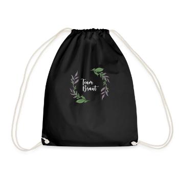 Lavendel I Team Braut Blumenkranz Hochzeit Boho - Turnbeutel - Schwarz - Vorne
