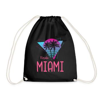 Miami Beach Florida Palm Trees - Drawstring Bag - black - Front