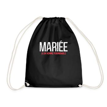 Tshirt Mariage Humour Couple Amoureux Femme - Sac de sport léger - noir - Devant