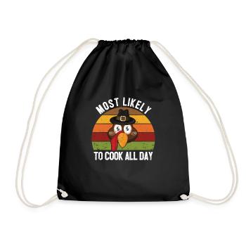 Thanksgiving Family Matching Set Most Likely - Drawstring Bag - black - Front