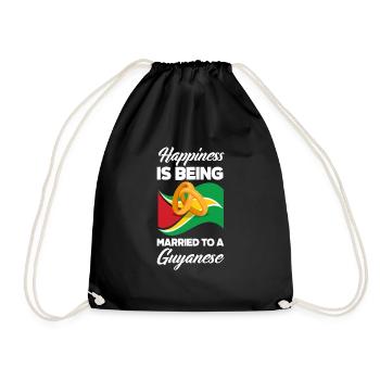 Happy is who married to a Guyanese - Drawstring Bag - black - Front