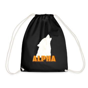 ALPHA Of The Pack Cool Awesome Wolf Lover Tea - Drawstring Bag - black - Front
