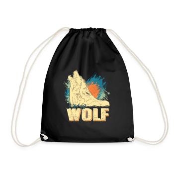 WOLF Retro Vintage I'm A Wolf T-Shirt Present Gift - Turnbeutel - Schwarz - Vorne
