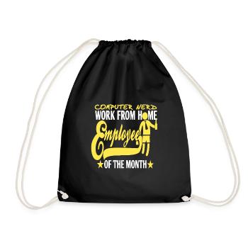 Computer Nerd Work From Home Employee Funny - Drawstring Bag - black - Front