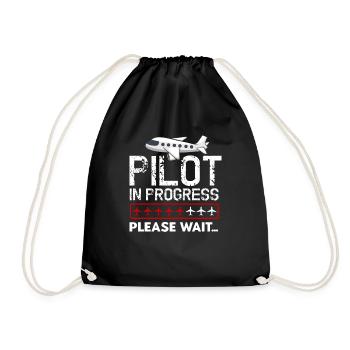 Future Pilot In Progress Lustige Kinder Flugzeug Liebhaber - Turnbeutel - Schwarz - Vorne