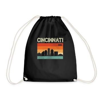 Cincinnati, Ohio - Drawstring Bag - black - Front