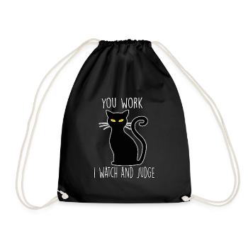 Cat owner gift cute lazy cat outfit - Drawstring Bag - black - Front