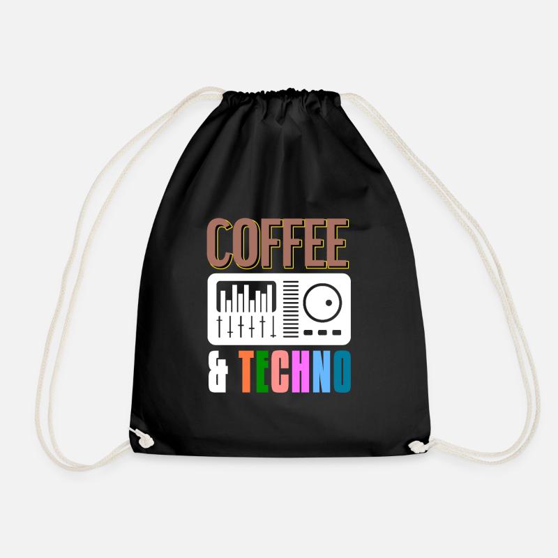 COFFEE & TECHNO Awesome Retro Music Techno - Turnbeutel - Schwarz