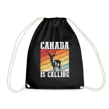 Canada Is Calling - Kanada Elch Elk Backpacker Ges - Turnbeutel - Schwarz - Vorne