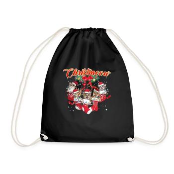Joyeux Noël 2022 Cute Cat Faces Noël - Sac de sport léger - noir - Devant