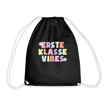 1. Klasse Vibes Schulkind 1. Klasse - Turnbeutel - Schwarz - Vorne