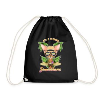 It Is 5 OClock Somewhere Drinking Abyssinian Cat - Drawstring Bag - black - Front