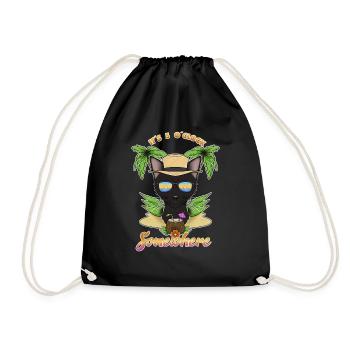 It Is 5 OClock Somewhere Drinking Bombay Cat - Drawstring Bag - black - Front
