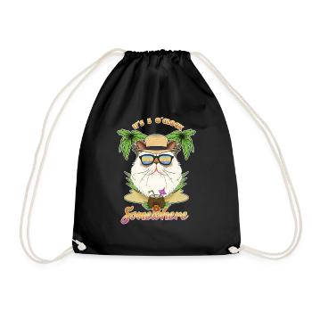 It Is 5 OClock Somewhere Drinking Himalayan Cat - Drawstring Bag - black - Front