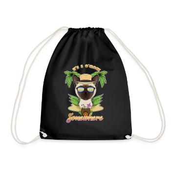 It Is 5 OClock Somewhere Drinking Siamese Cat - Drawstring Bag - black - Front