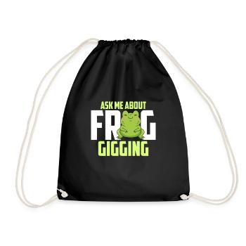 Ask Me About Frog Croak Frog Catcher - Drawstring Bag - black - Front