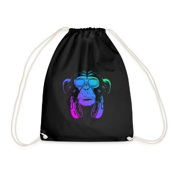 Affe DJ mit Kopfhörer und Sonnenbrille Geschenk Pa - Turnbeutel - Schwarz - Vorne