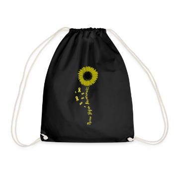 Daisy Flower Spina Bifida Awareness Ribbon - Drawstring Bag - black - Front