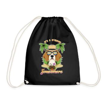 It Is 5 OClock Somewhere Drinking Beagle - Drawstring Bag - black - Front