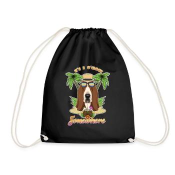 It Is 5 OClock Somewhere Drinking Basset Hound - Turnbeutel - Schwarz - Vorne