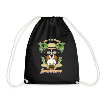 It Is 5 OClock Somewhere Drinking Bernese - Drawstring Bag - black - Front