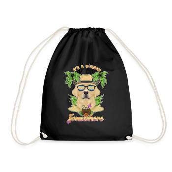 It Is 5 OClock Somewhere Drinking Labrador - Drawstring Bag - black - Front