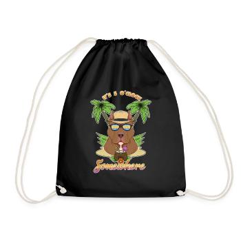 It Is 5 OClock Somewhere Drinking Pitbull - Drawstring Bag - black - Front
