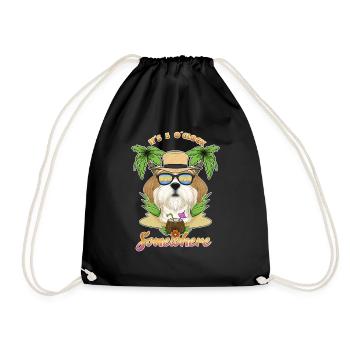 It Is 5 OClock Somewhere Drinking Shih Tzu - Drawstring Bag - black - Front