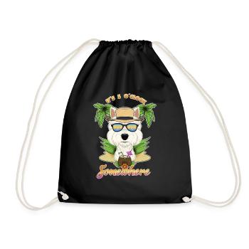 It Is 5 OClock Somewhere Drinking West Highland - Drawstring Bag - black - Front