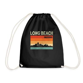 Long Beach California - Drawstring Bag - black - Front