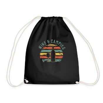 Camping Drinking Wine - Drawstring Bag - black - Front