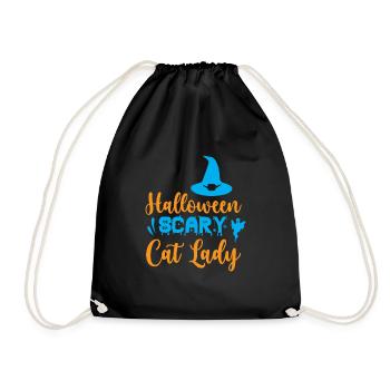 Halloween scary cat lady - humor - Drawstring Bag - black - Front