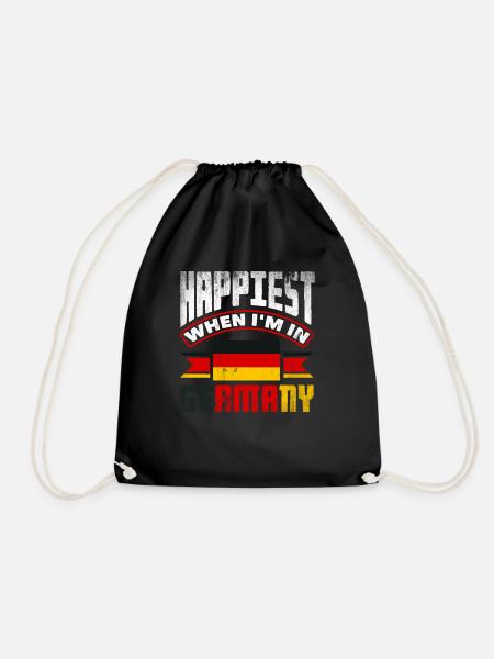 German Germany German Flag Happiest When Im In - Turnbeutel - Schwarz
